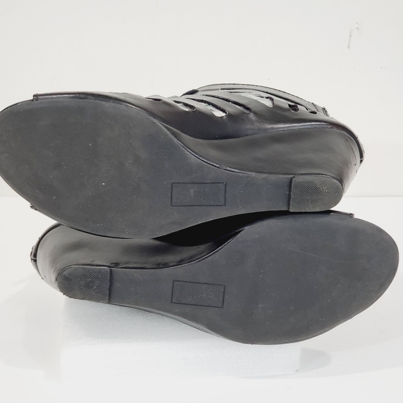 Brash Black Wedge Gladiator Sandal Shoe Size 8.5 - Picture 7 of 12
